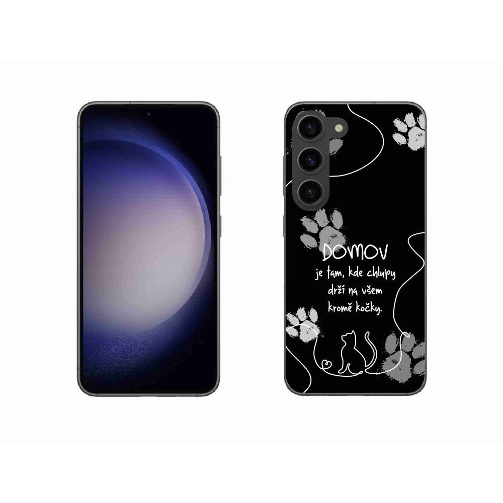 Gél borítás mmCase Samsung Galaxy S23 5G - macska motívum fekete háttérrel