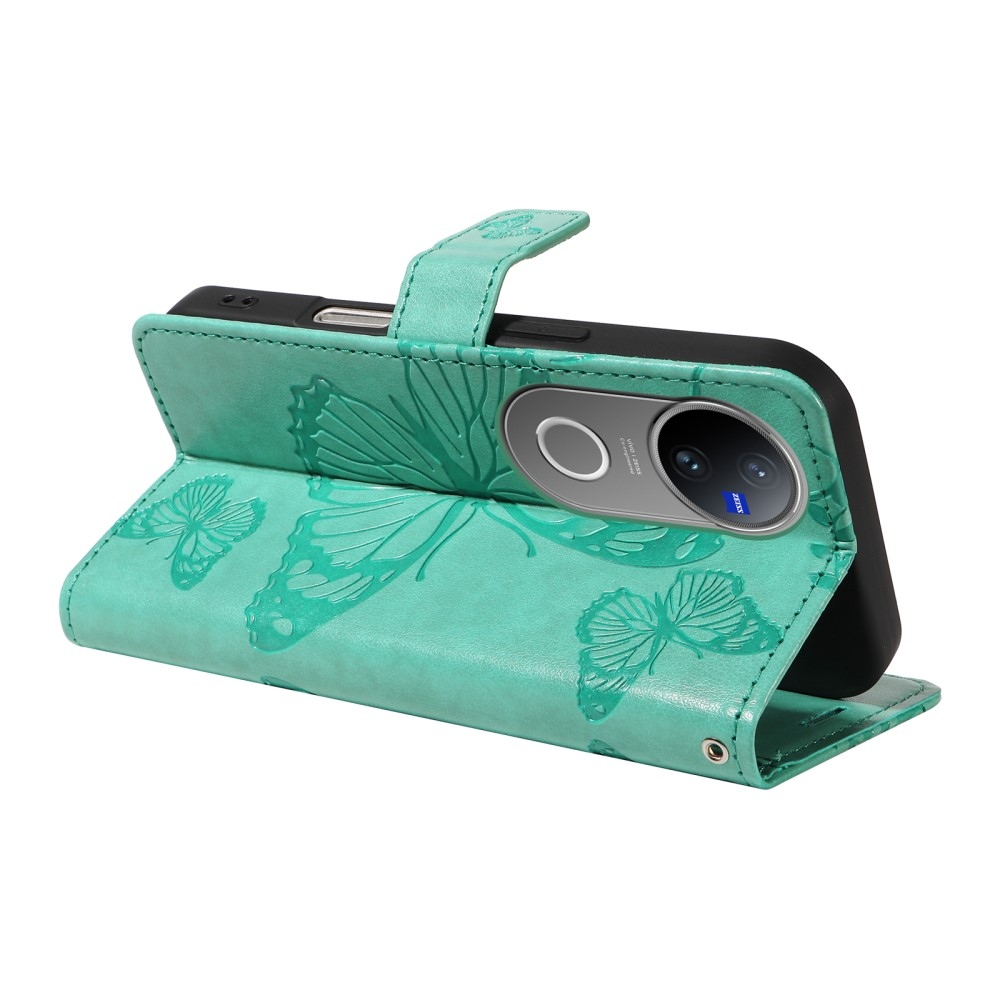Nagy pillangó könyv tok a Vivo V50 5G-hez - teal színű