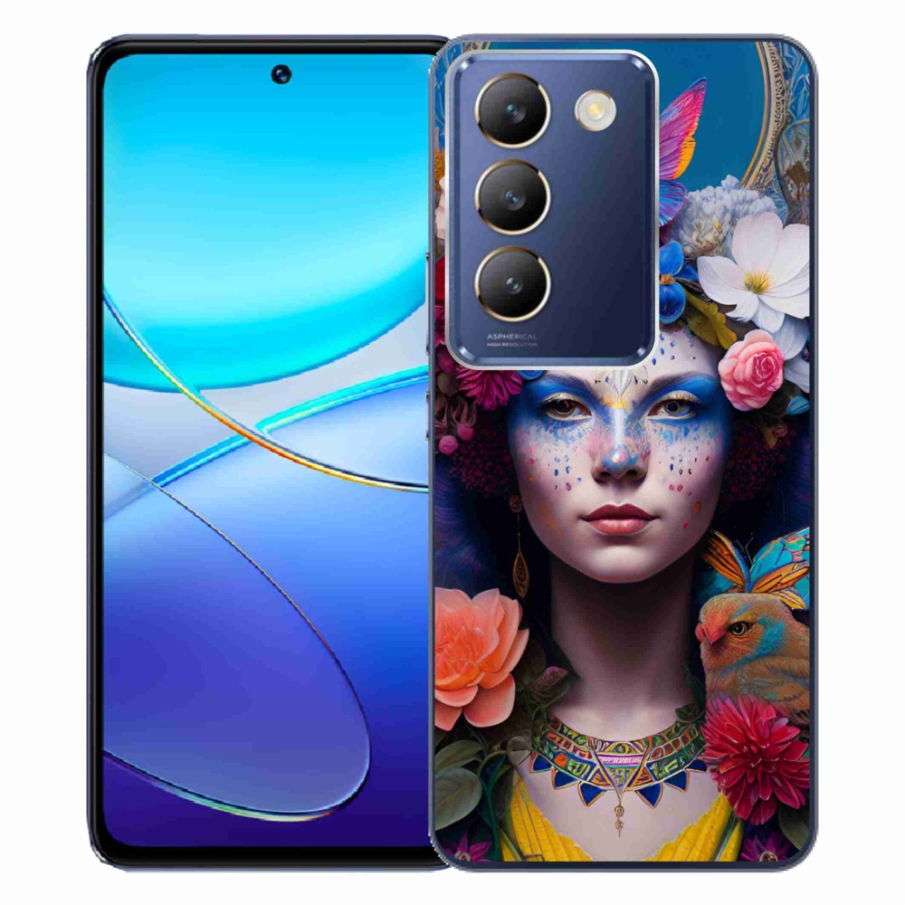 Gél borító mmCase a Vivo V40 SE 4G/5G készülékhez - nő virágokkal