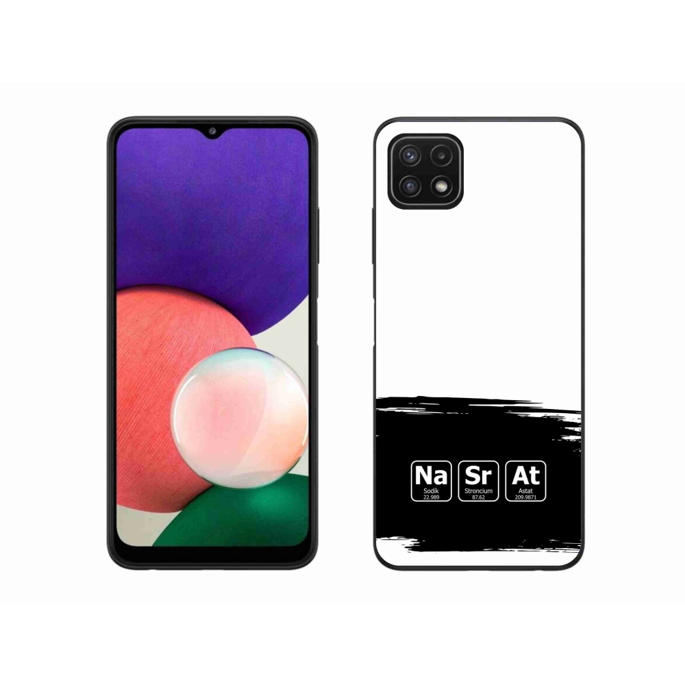 Gél borító mmCase Samsung Galaxy A22 5G - kémiai elemek fekete és fehér háttérrel