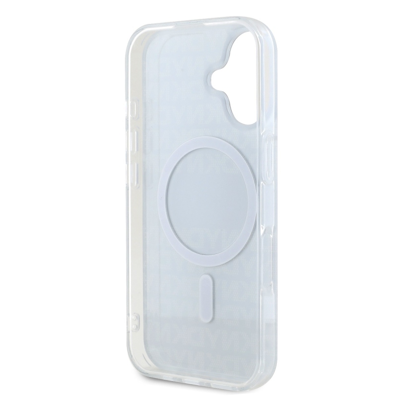 DKNY PC/TPU ismétlődő mintás tonális csíkos Magsafe hátlap iPhone 16-hoz Fekete