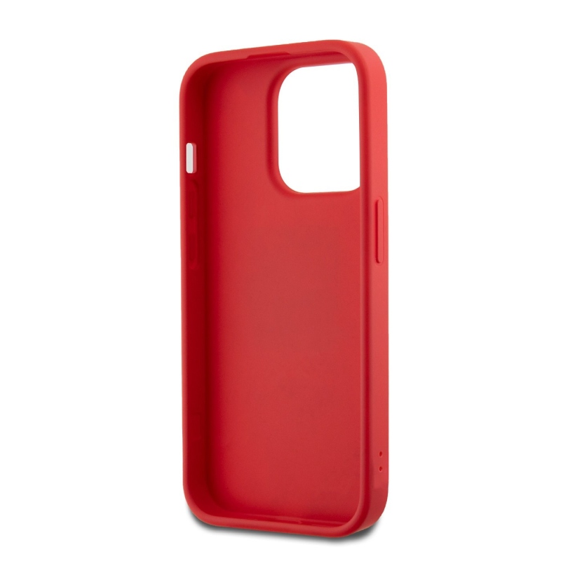 DKNY PU bőr Stack Logo csuklópánt hátlapi borító iPhone 14 Pro piroshoz