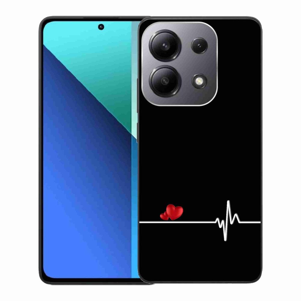 Gél borító mmCase a Xiaomi Redmi Note 13-hoz - szív és szívverés fekete háttérrel