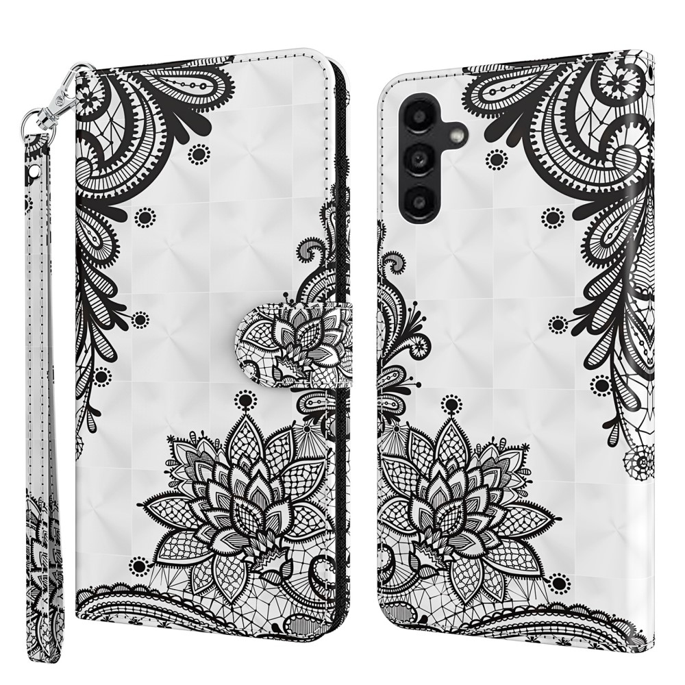 Nyomtatott könyv tok Samsung Galaxy A15 4G/5G készülékhez - csipke virág