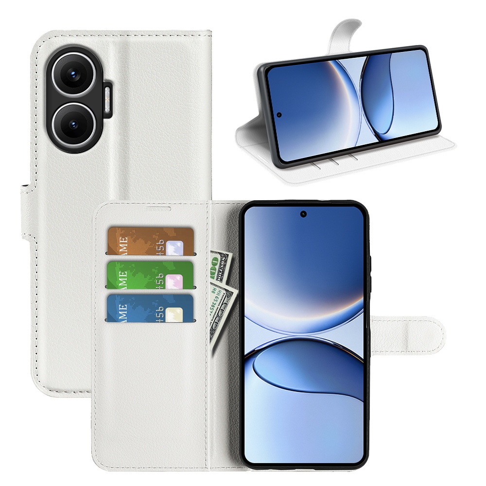 Litchi könyv tok a Xiaomi Poco F7 5G-hez - fehér