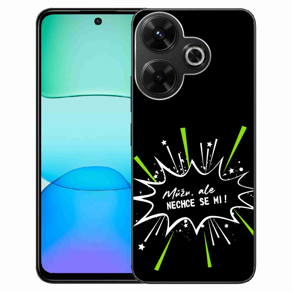 Gél borító mmCase a Xiaomi Redmi 13 4G/Poco M6 4G számára - vicces szöveg 11 fekete háttérrel