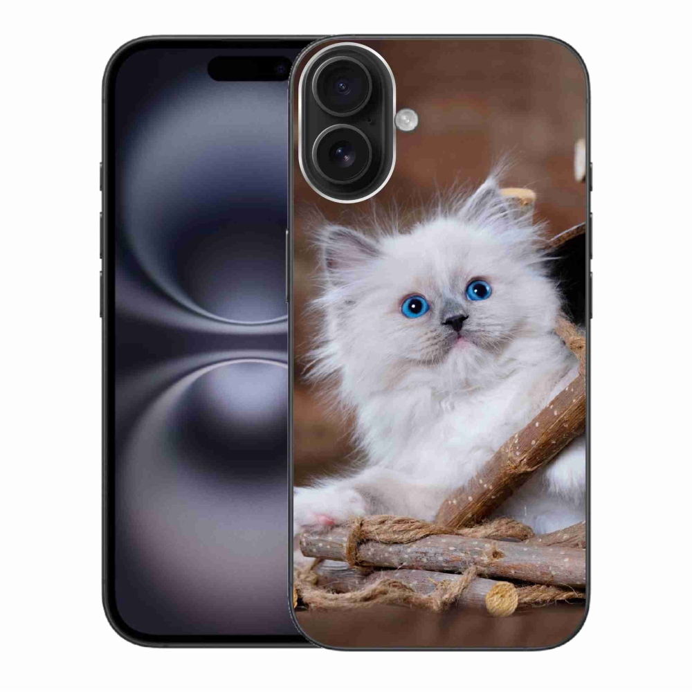 Zselés borítás mmCase iPhone 16 Plus készülékhez - fehér cica