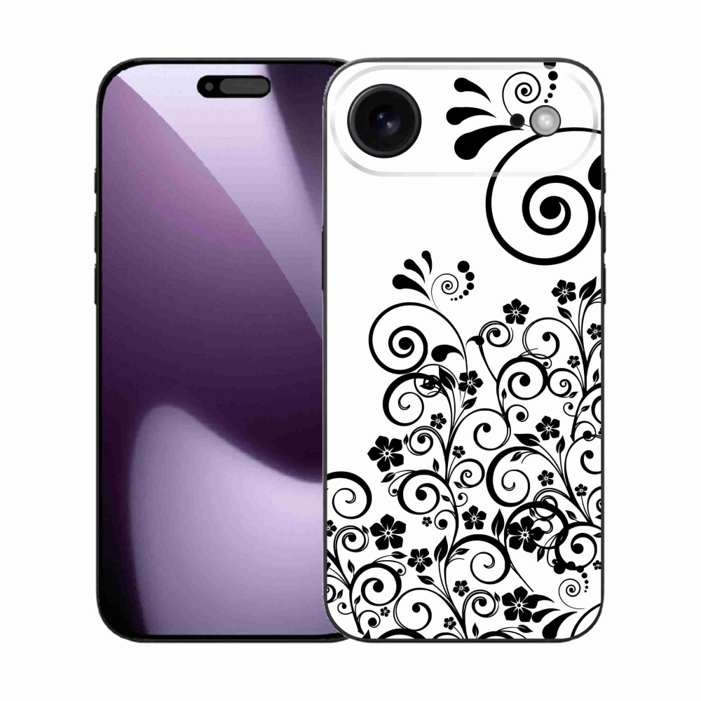 Zselés borítás mmCase iPhone 17 Air készülékhez - fekete és fehér virágminták