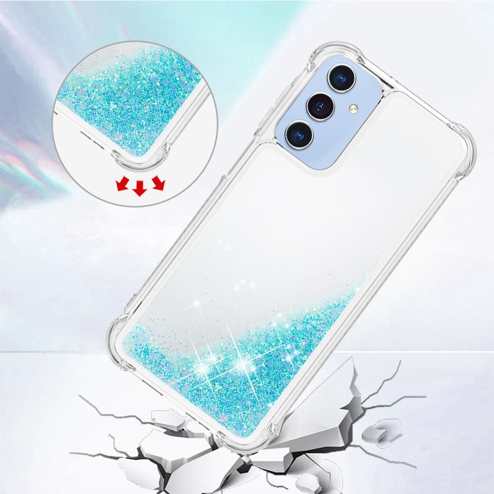 Glitter homokóra zselés tok Samsung Galaxy A26 5G - kék / csillagok