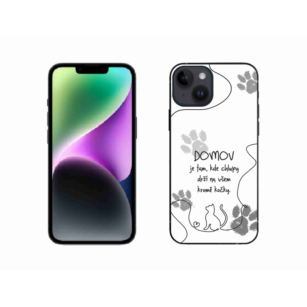 Gél borítás mmCase iPhone 14 készülékhez - macska motívum fehér háttérrel