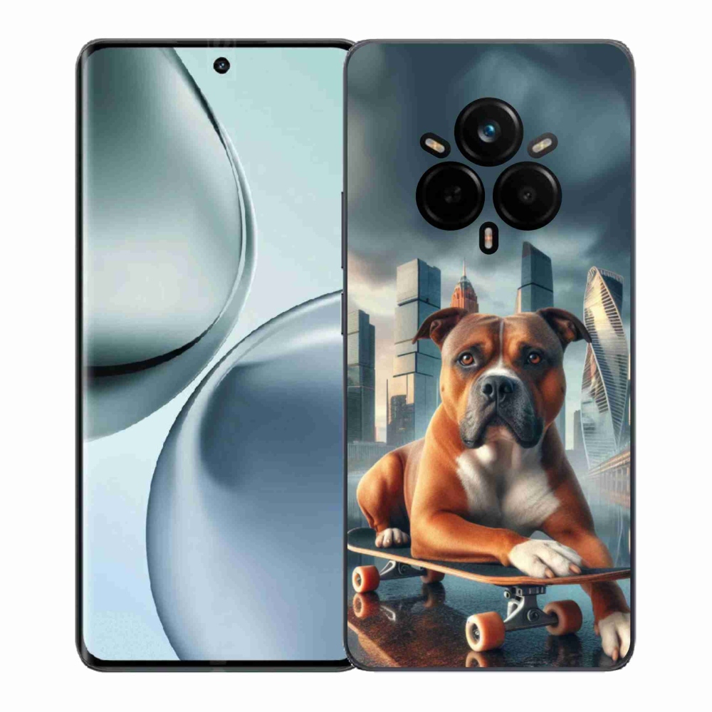 Gél borítás mmCase a Realme 14 Pro+ 5G számára - kutya gördeszkán