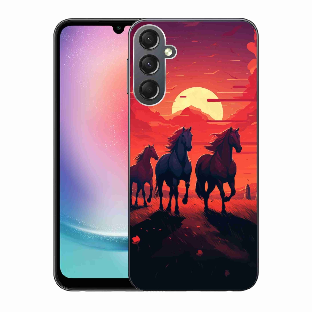 Gél borítás mmCase Samsung Galaxy A24 - lovak és naplemente