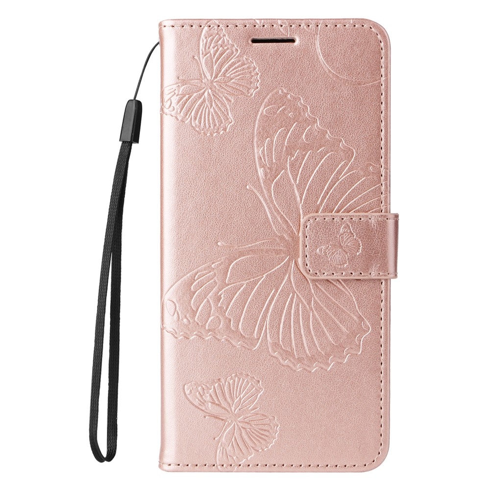 Nagy pillangó könyv tok Huawei Nova Y61-hez - rózsaarany