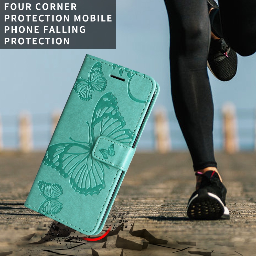 Nagy pillangó könyv tok a Xiaomi Poco F7 5G-hez - teal színű