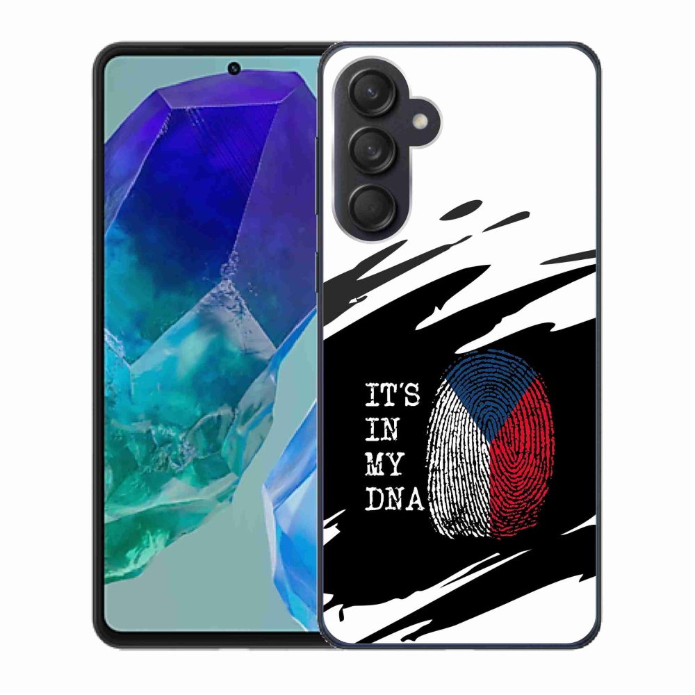 Gél borító mmCase Samsung Galaxy M55 5G - zászlós ujjlenyomat fekete és fehér háttérrel