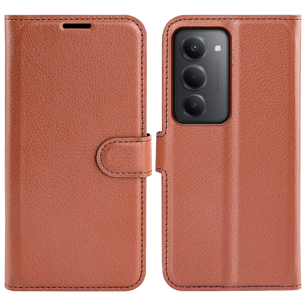 Litchi könyv tok Xiaomi Redmi 15 4G/5G (171mm) - barna