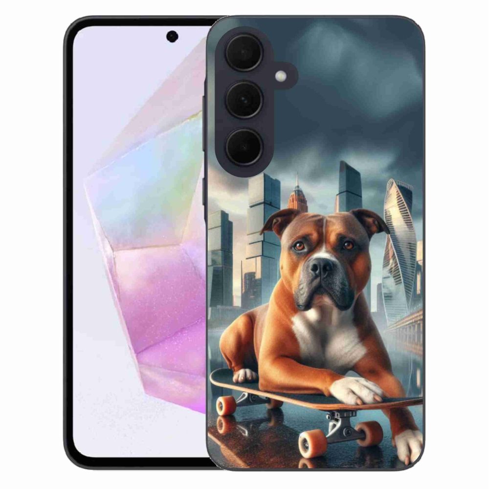 Gél borítás mmCase Samsung Galaxy A35 5G - kutya gördeszkán