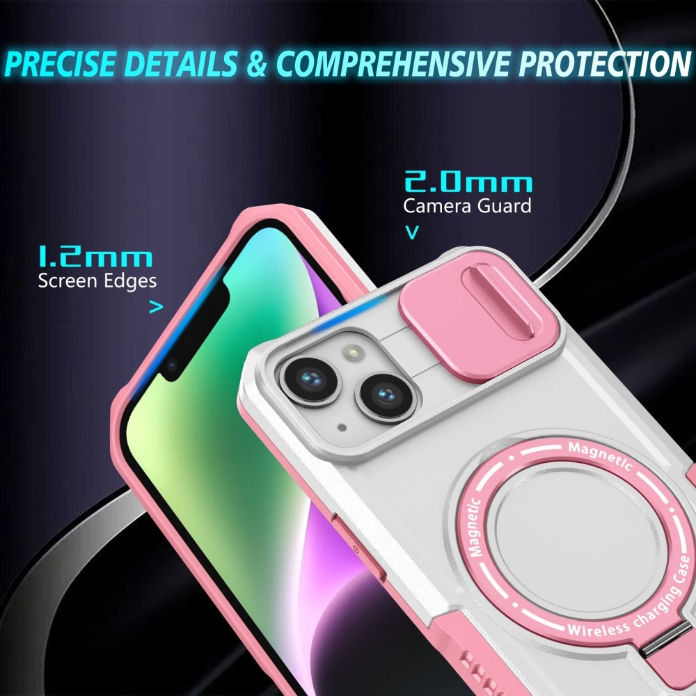 Fulcrum tartós borító kameravédelemmel és MagSafe funkcióval iPhone 14 készülékhez - rózsaszín/fehér