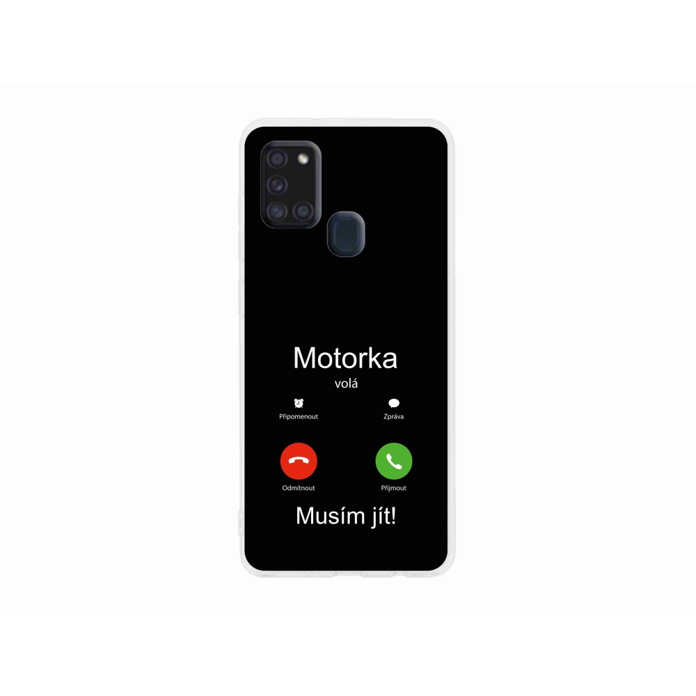 Gél borítás mmCase Samsung Galaxy A21s készülékhez - motoros hívások fekete háttérrel