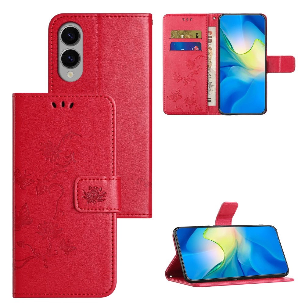 Virágos könyv tok Samsung Galaxy S25 Edge készülékhez - piros