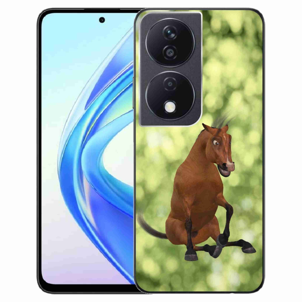 Zselés borító mmCase a Honor X7b/Honor 90 Smart készülékhez - barna rajzfilm ló 1