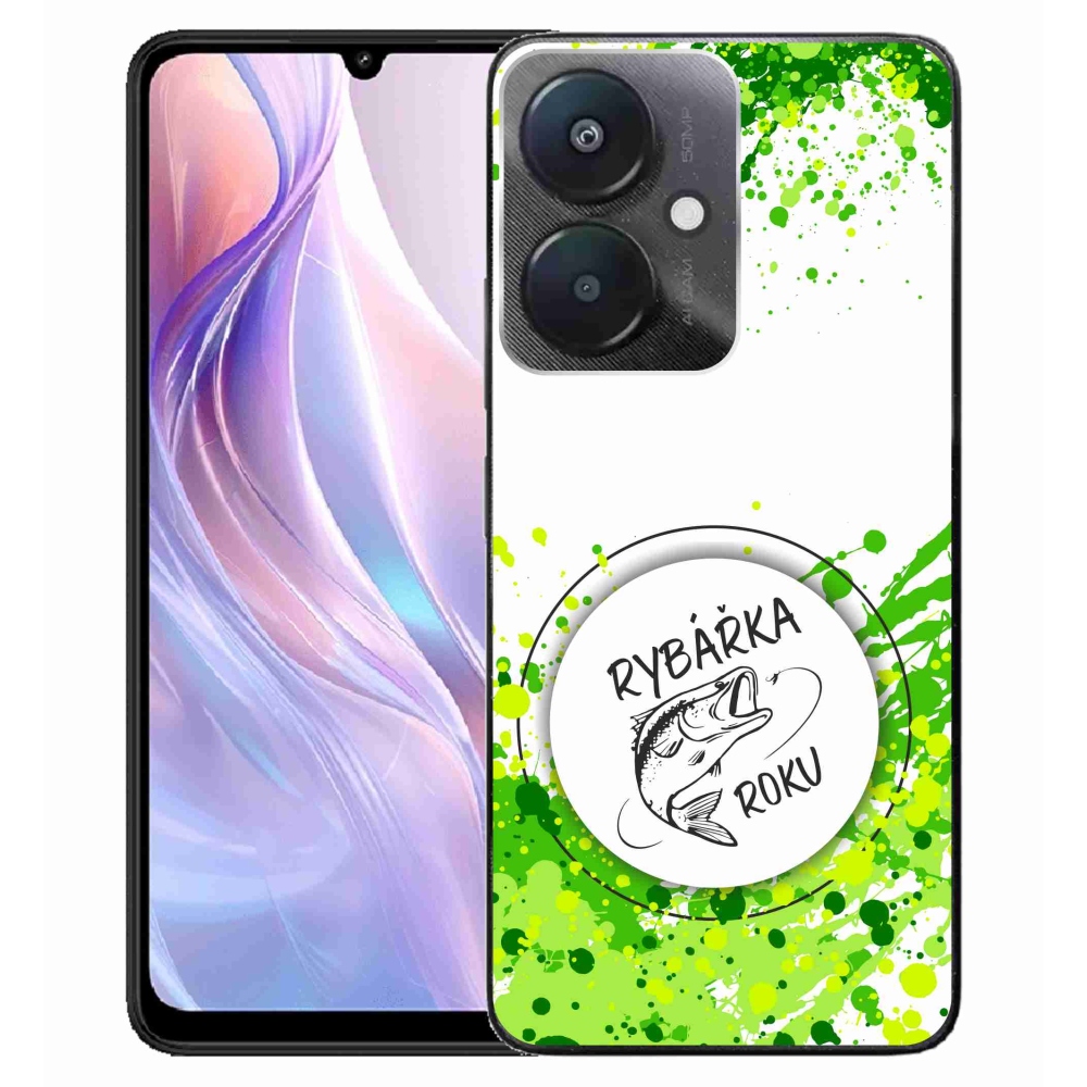 Gél borító mmCase a Xiaomi Redmi 13C 5G-hez - az év horgásza fehér háttérrel