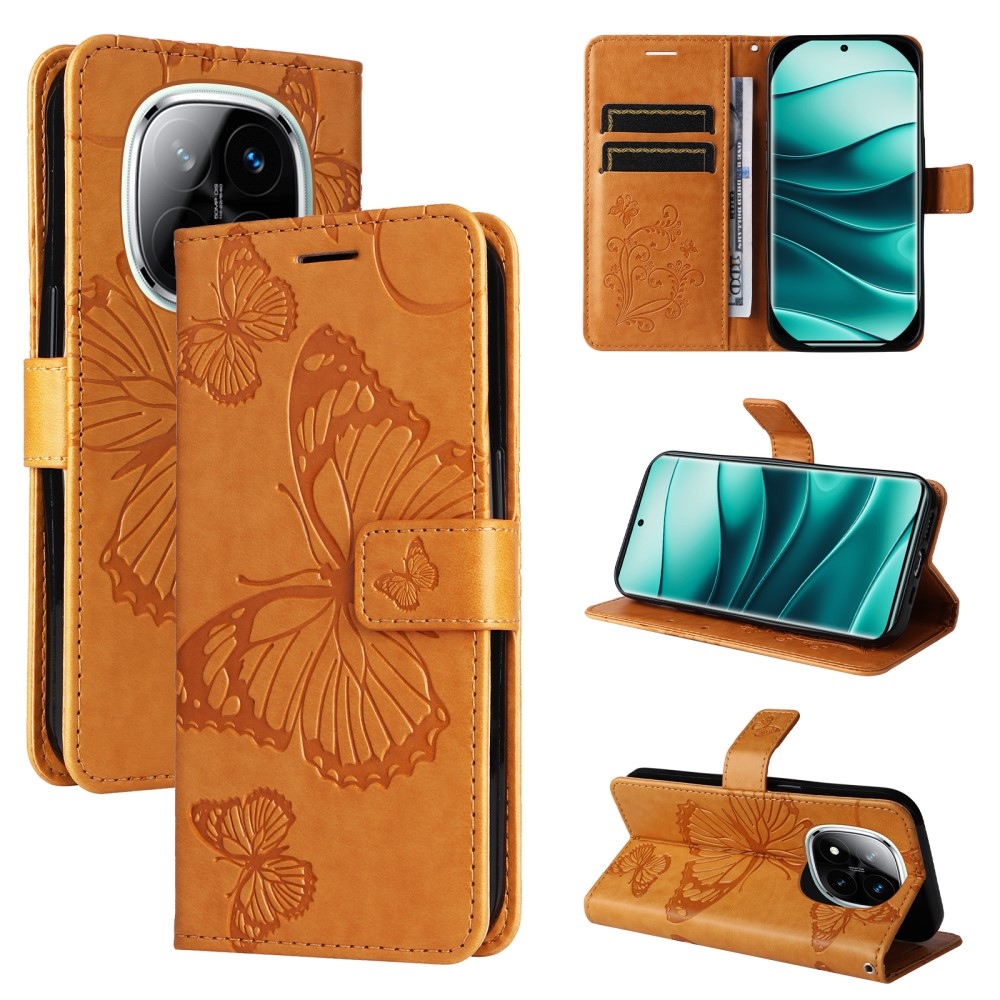 Nagy pillangó könyv tok Xiaomi Redmi Note 14 Pro 5G/Poco X7 5G/Note 14 Pro+ 5G - sárga