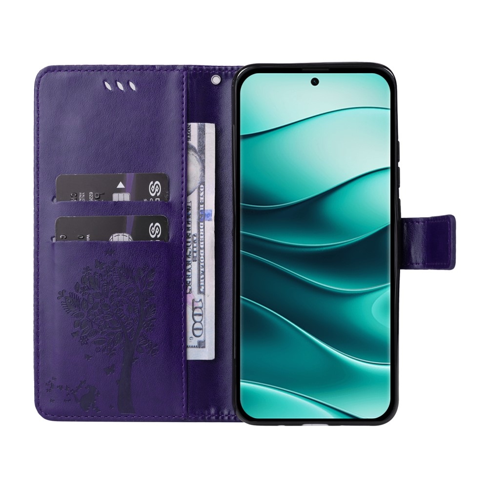 Fák könyv tokja Xiaomi Redmi Note 14 Pro 5G/Poco X7 5G/Note 14 Pro+ 5G - sötétlila