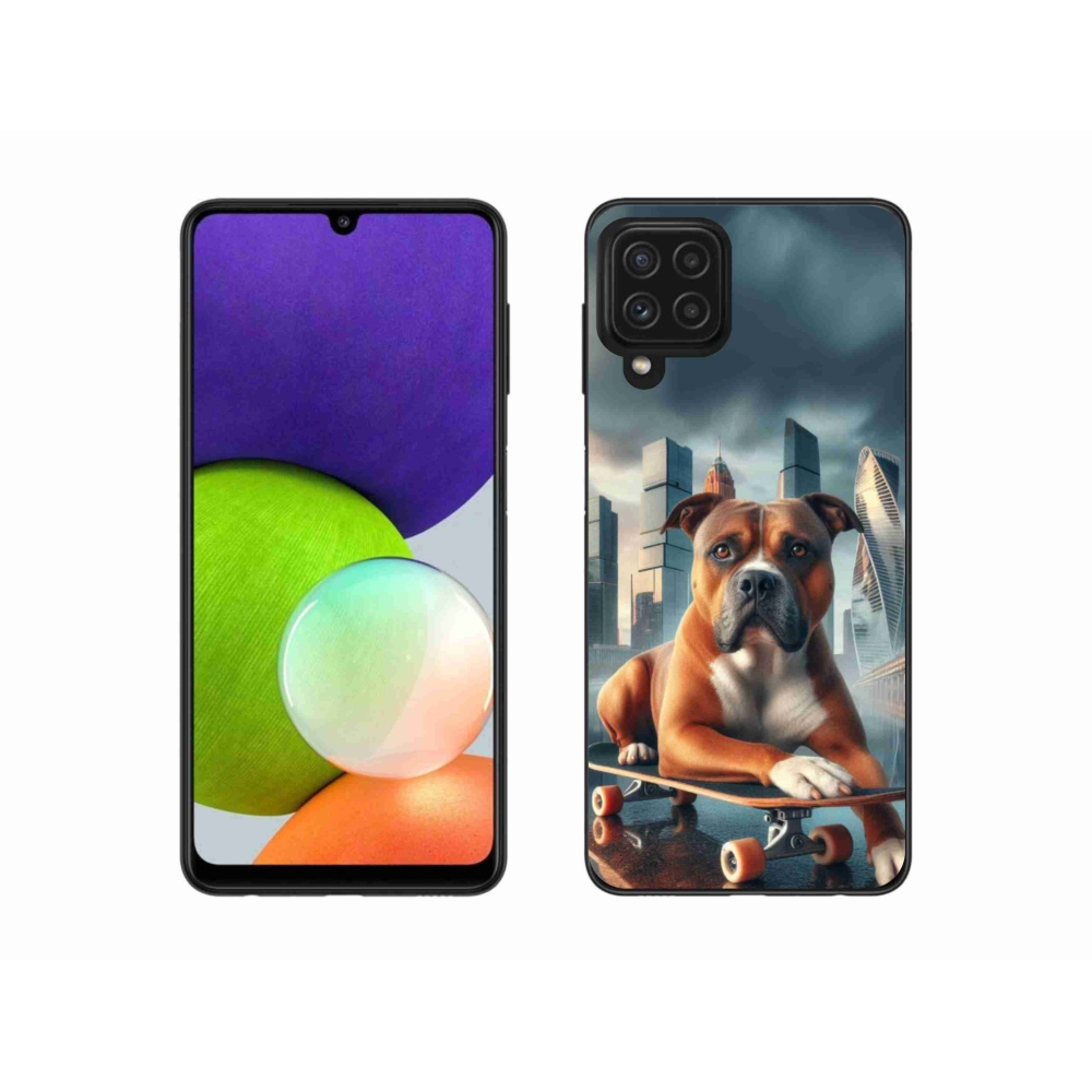 Gél borítás mmCase Samsung Galaxy A22 4G - kutya gördeszkán - Samsung Galaxy A22 4G-hez