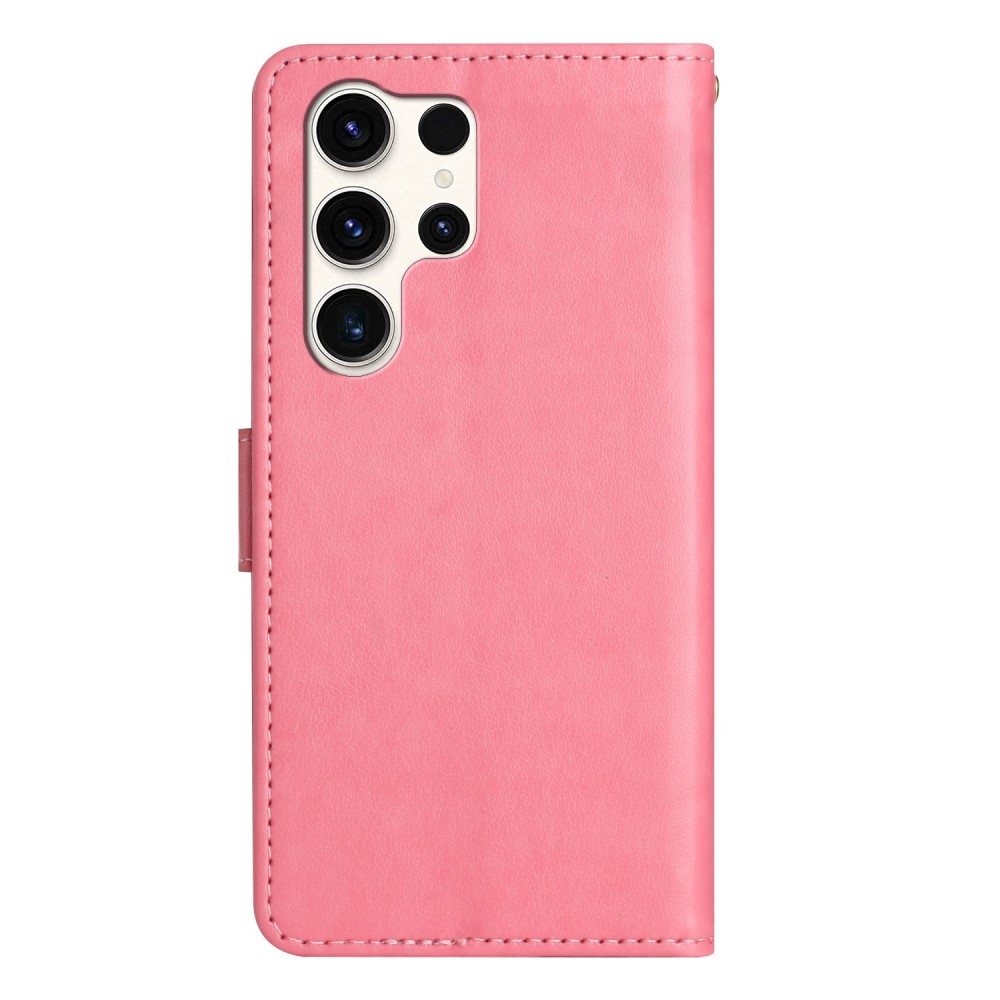 Virágok könyv tok Samsung Galaxy S25 Ultra készülékhez - rózsaszín