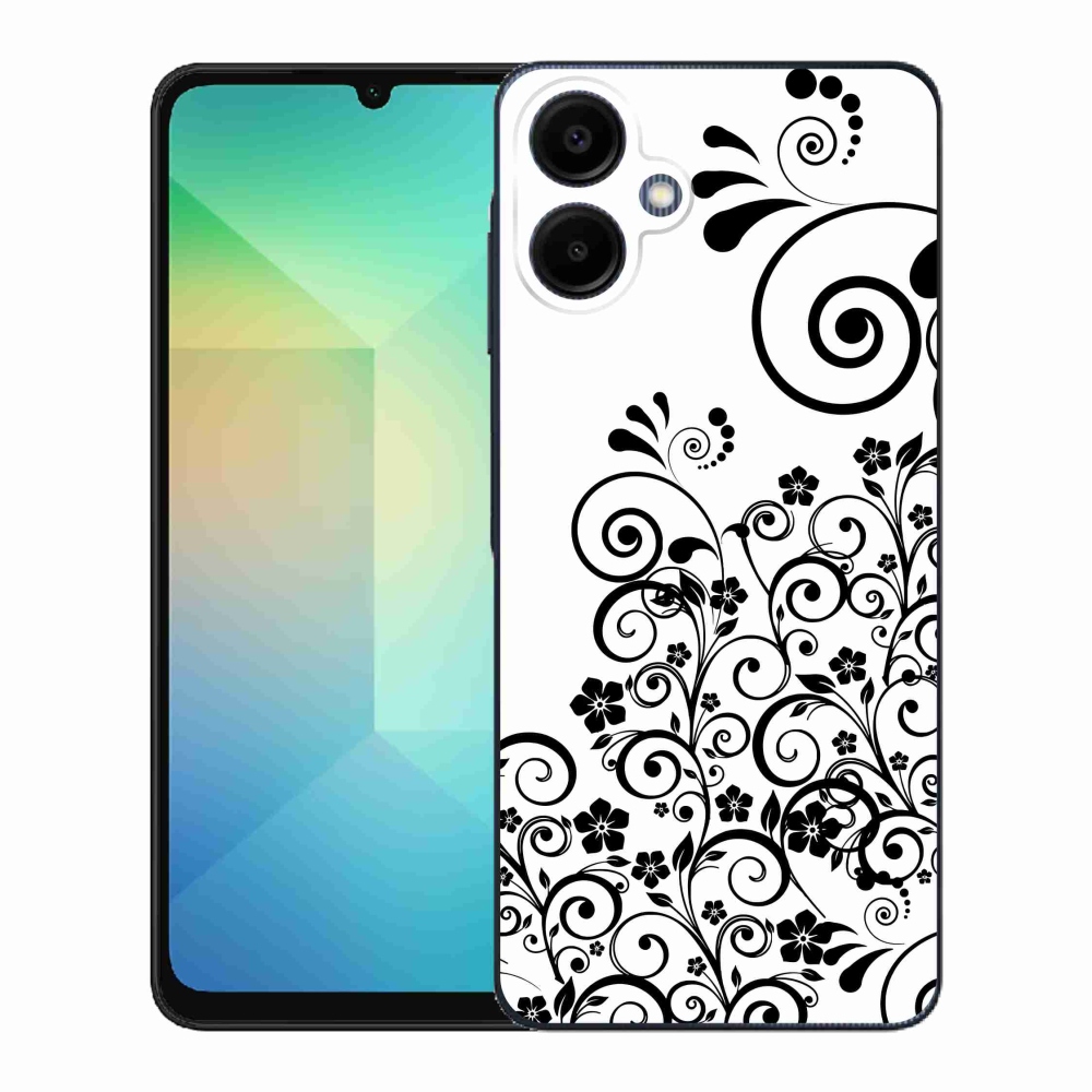 Gél borítás mmCase Samsung Galaxy A06 4G - fekete-fehér virágminták