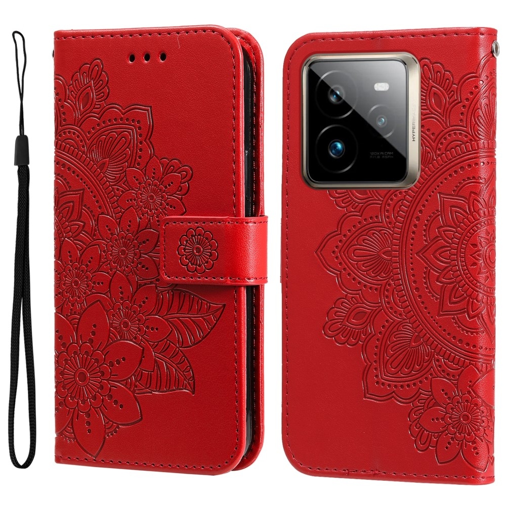 Mandala könyvtáska a Realme GT 7 Pro 5G készülékhez - piros
