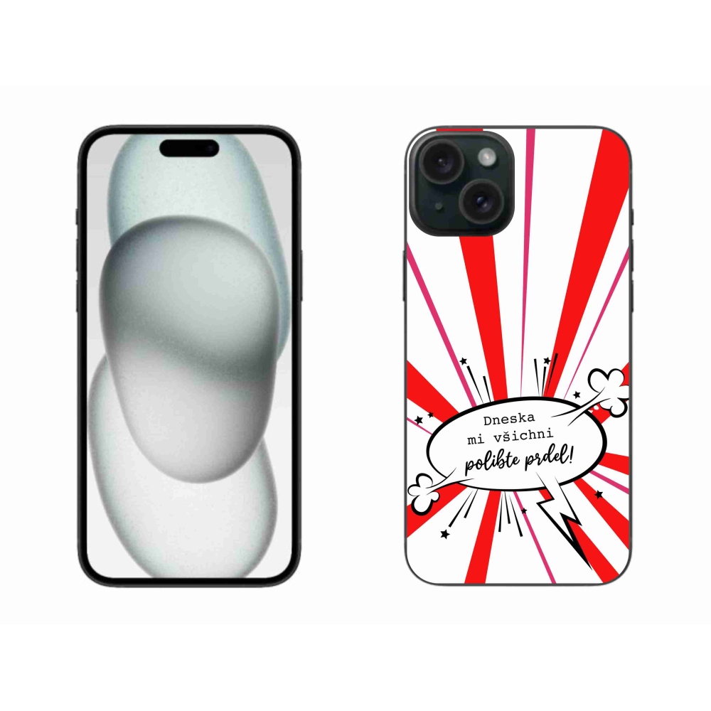 Gél borító mmCase iPhone 15 Plus készülékhez - vicces szöveg 15 fehér háttér