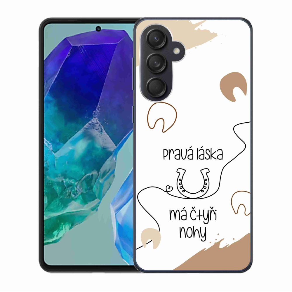 Gél borítás mmCase Samsung Galaxy M55 5G - ló motívum fehér háttérrel