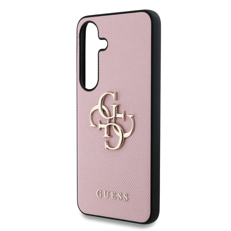 Guess PU szemcsés 4G fém logó hátlap Samsung Galaxy S25+ rózsaszín