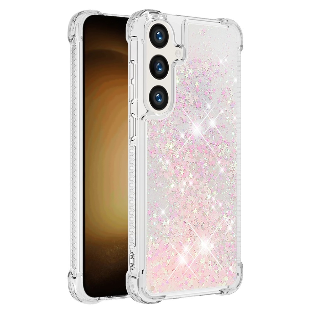 Glitter homokóra zselés tok Samsung Galaxy S24+ - rózsaszín / csillagok