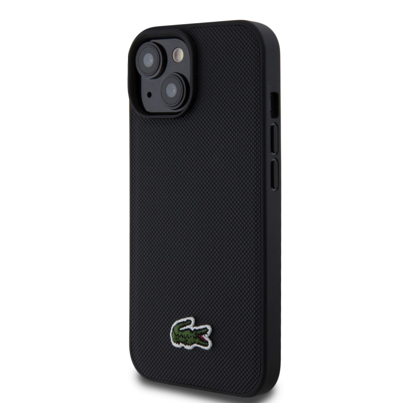 Lacoste Iconic Petit Pique Woven Logo Magsafe hátlap iPhone 15-hez Fekete