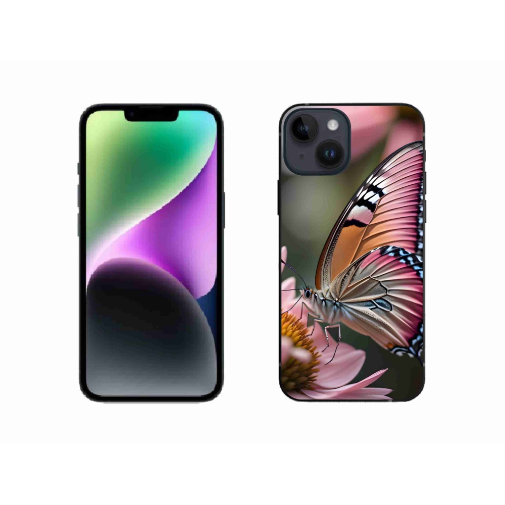 Zselés borítás mmCase iPhone 14 készülékhez - színes pillangó
