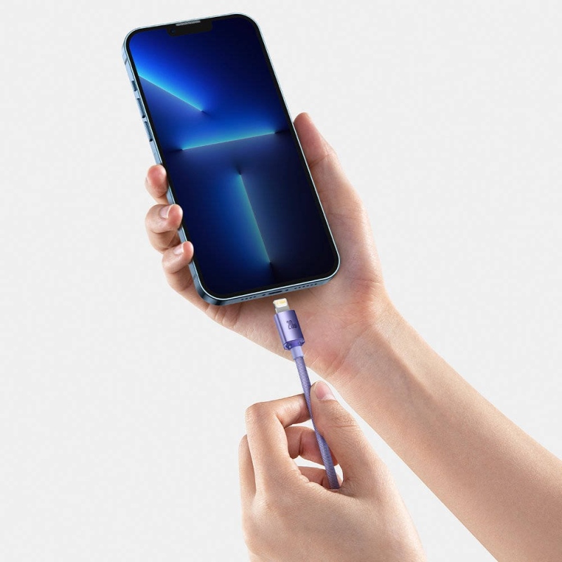 Baseus CAJY000205 Crystal Shine sorozatú adatkábel USB-C - Lightning 20W 1.2m lila