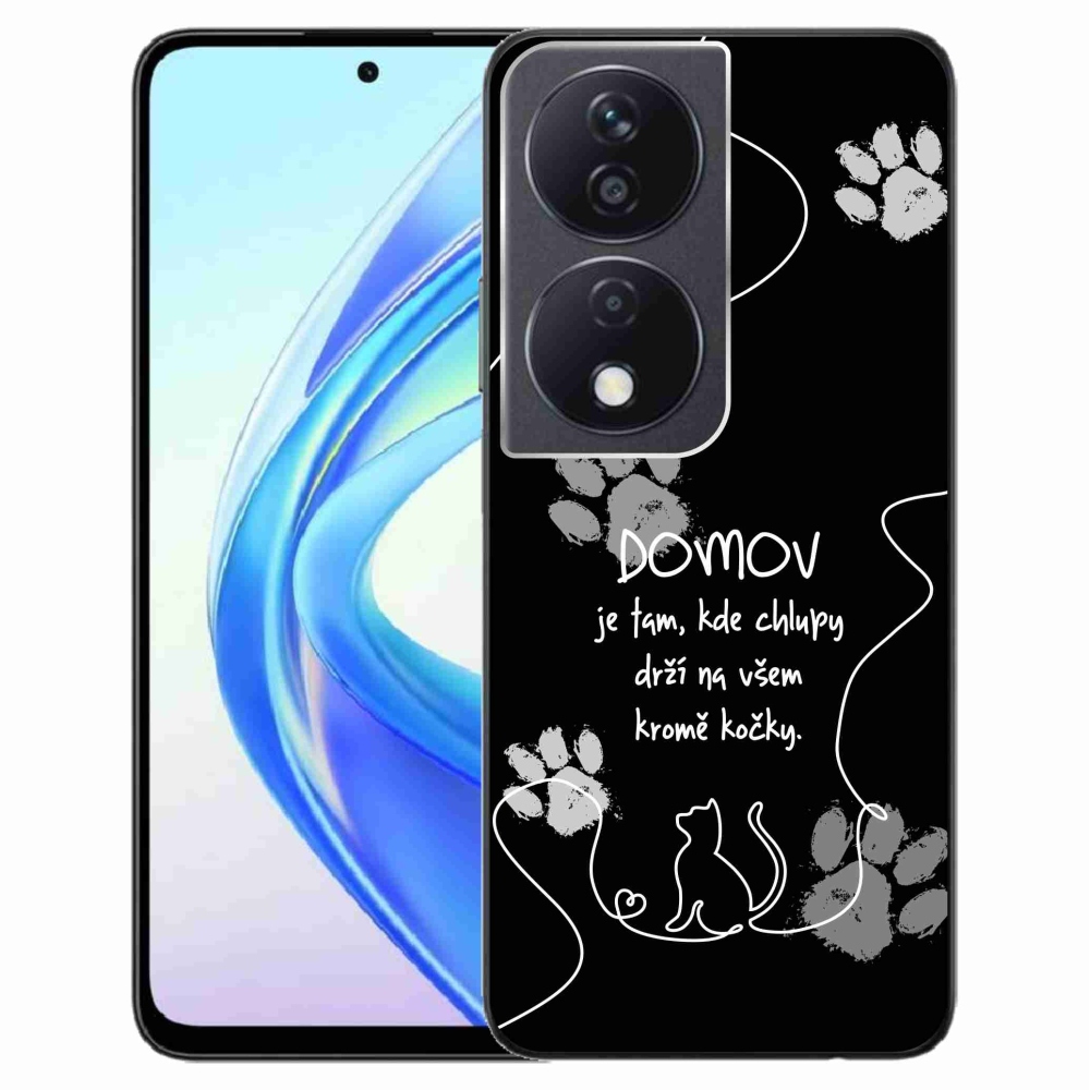 Gél borító mmCase a Honor X7b/Honor 90 Smart készülékhez - macska motívum fekete háttérrel