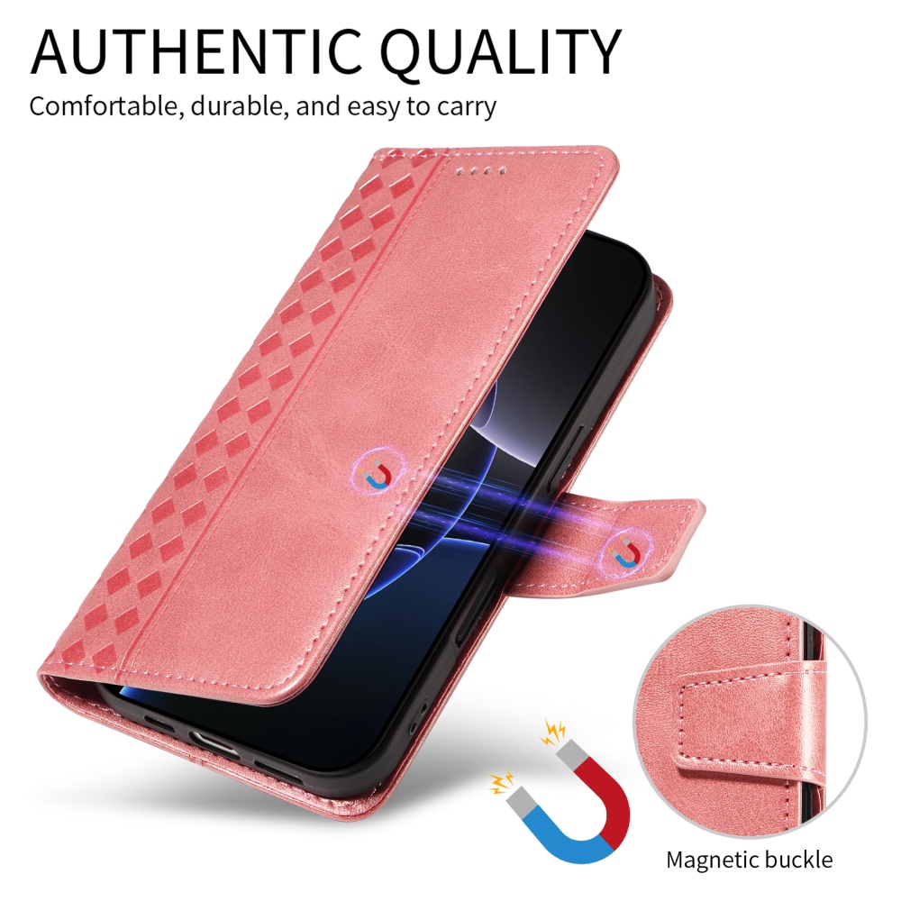 Rácsos könyv tok Xiaomi Redmi 15C 4G/5G (173mm) - rózsaarany