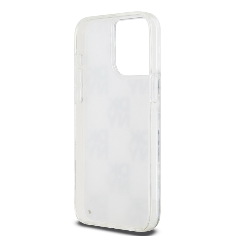 DKNY Liquid Glitter Checkered Pattern hátlapi borító iPhone 15 Pro Max-hoz Átlátszó