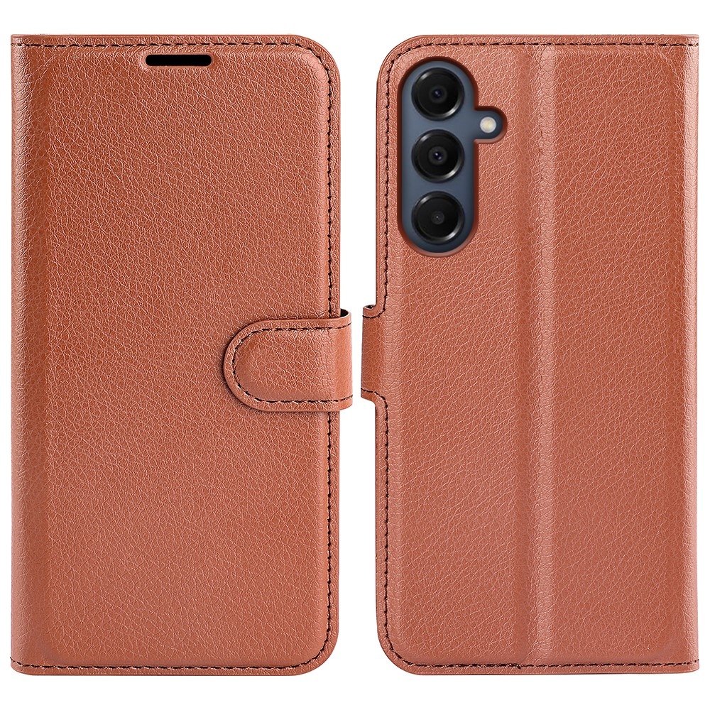 Litchi könyv tok Samsung Galaxy A17 5G-hez - barna