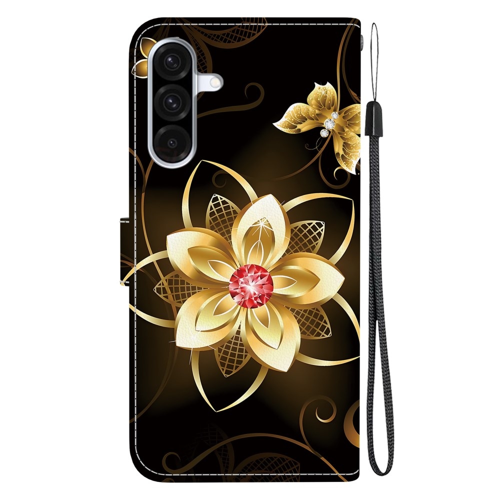 Sokoldalú könyvtáska Samsung Galaxy A36 5G/A56 5G - arany virág
