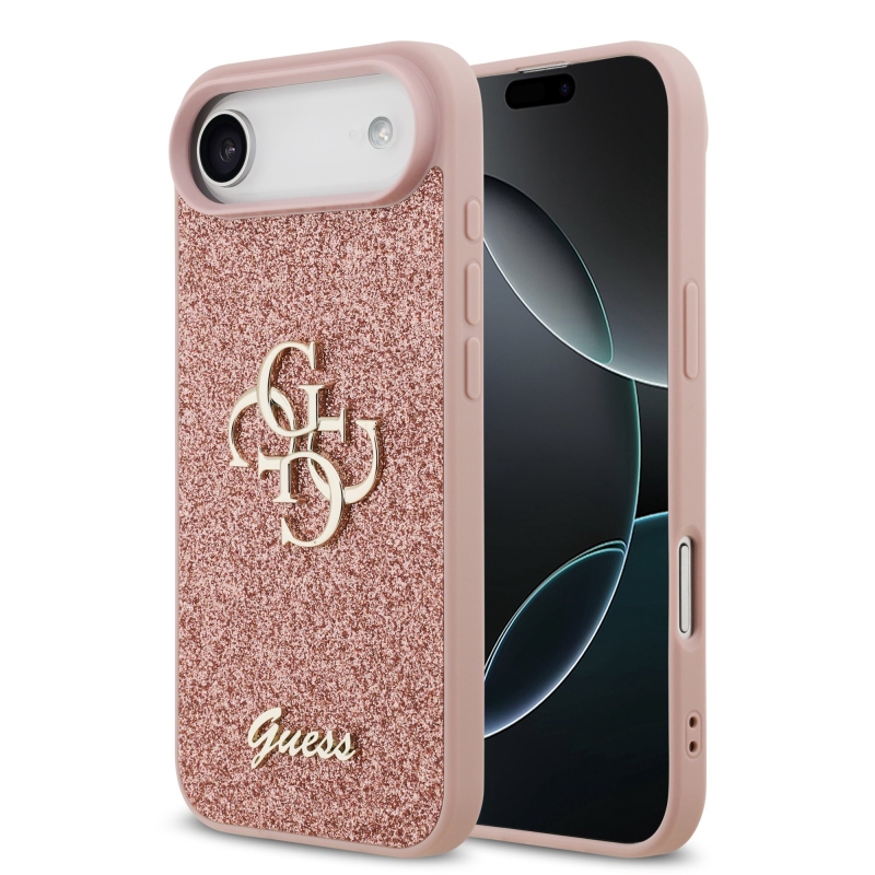 Guess PU Fixed Glitter 4G fém logó hátlap iPhone Air rózsaszínű iPhone Airhez