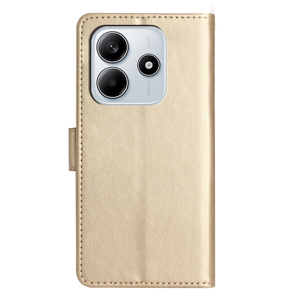 Virágok könyv tok Xiaomi Redmi Note 14 5G-hez - arany színű