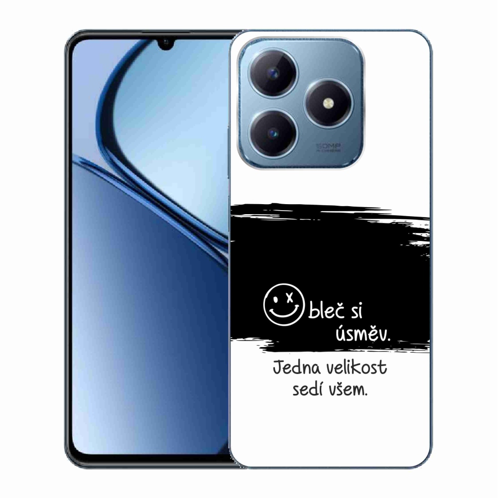 Gél borító mmCase a Realme C63 készülékhez - vicces szöveg 8 fekete-fehér háttérrel