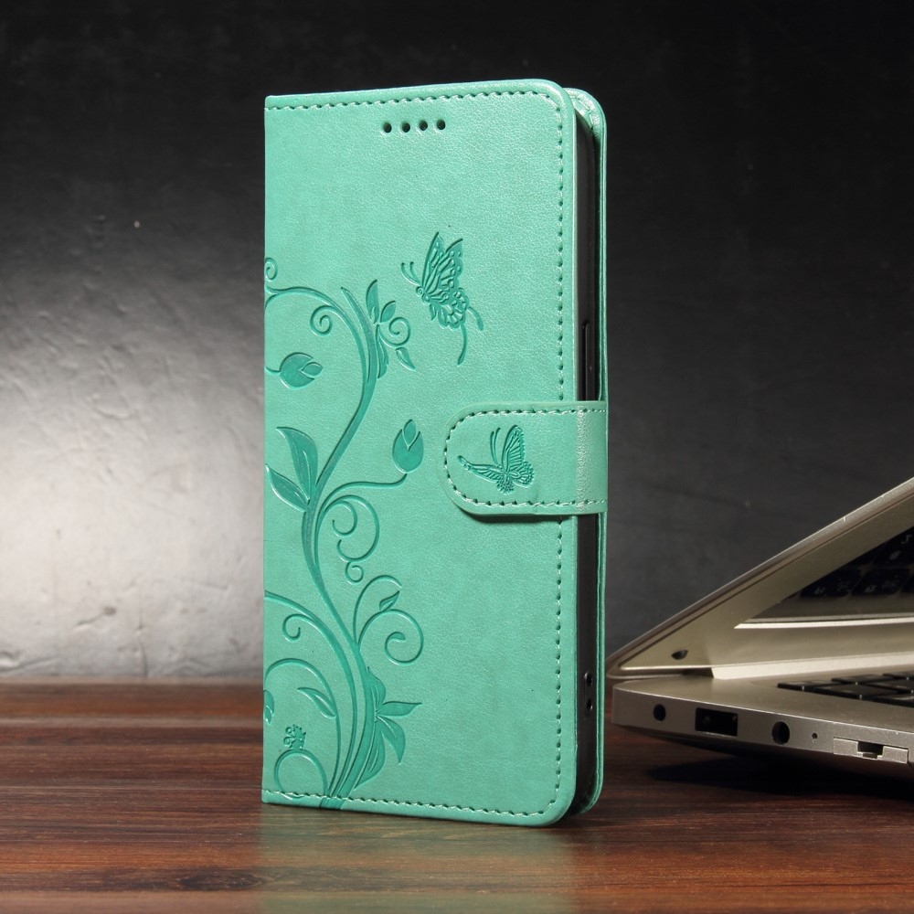 Virágok könyv tok Xiaomi Redmi A5 (173.45x79.35x8.45mm) - teal színű