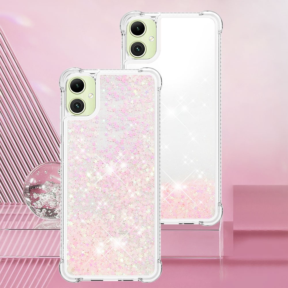 Glitter homokóra zselés tok Samsung Galaxy A06 4G - rózsaszín / csillagok