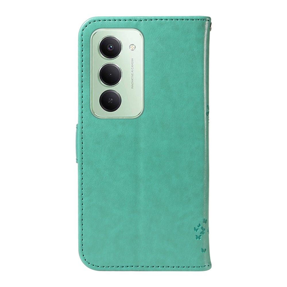Virágos könyves tok Xiaomi Redmi 15 4G (171mm) - teáskék színben